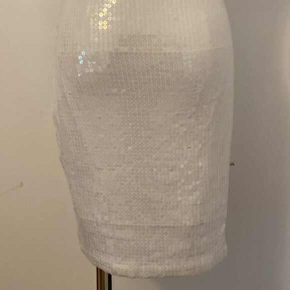 Robert Rodriguez White Sequin Stretch Bodycon Mini Dress Size Small - Picture 8 of 15